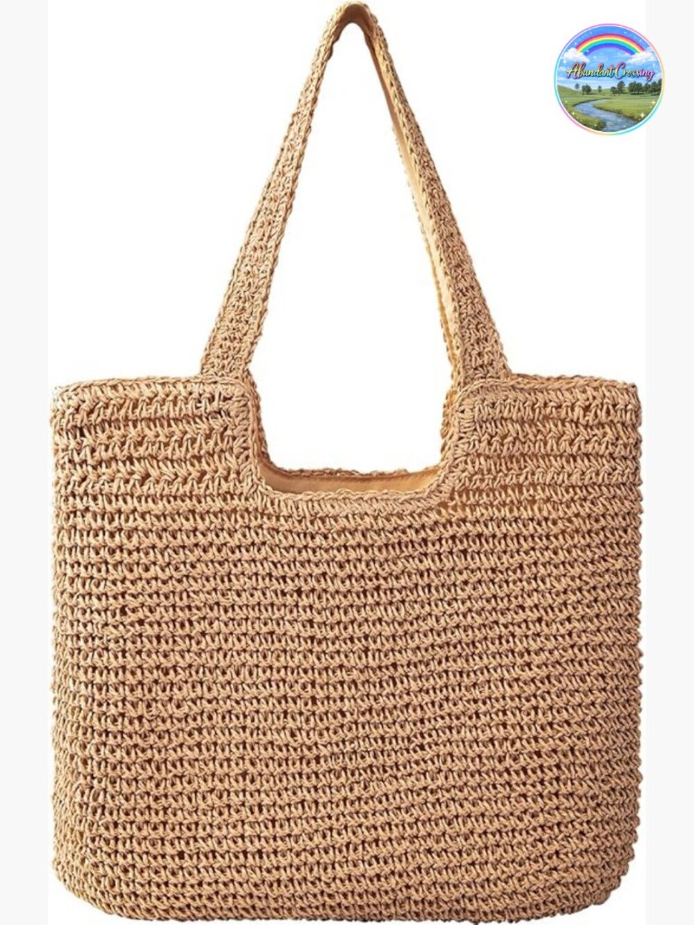Handmade Woven Straw Tote Bag - Summer Hollow Shoulder Beach Bag